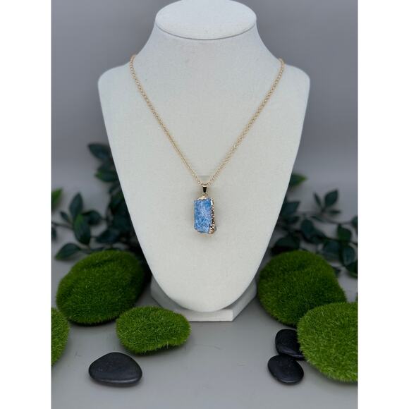 Handmade Blue Quartz Raw Stone Necklace - Picture 1 of 11